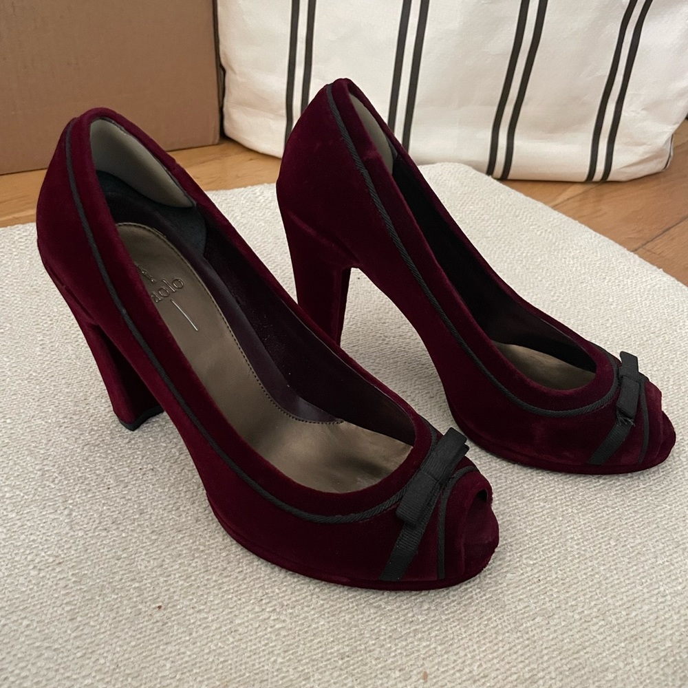 7.5W Paolo Bordeaux Velvet Heel (Bordeaux/Burgundy)